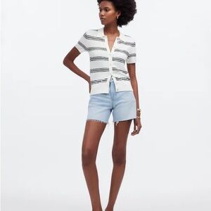 Striped Short Sleeve Cardigan